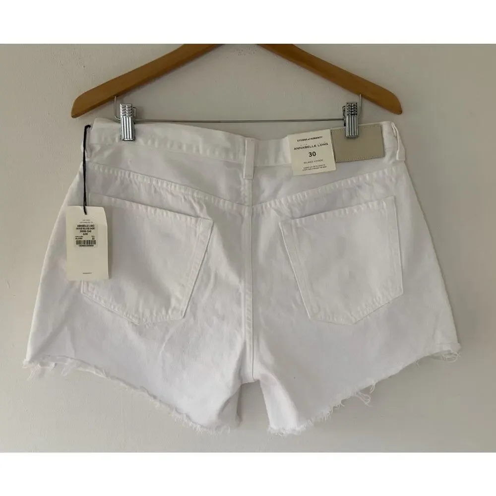 Citizens of Hummanity Annabelle Long Relaxed Vintage Size 30 White Cutoff Denim